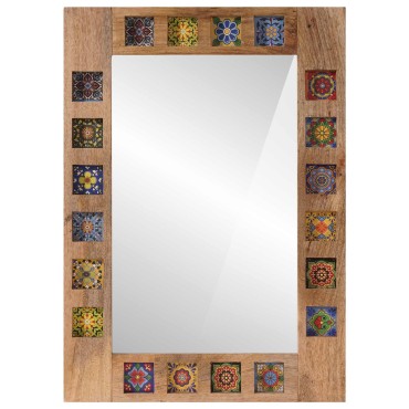 vidaXL Καθρέφτης Μπάνιου Φυσικό 50x70x3cm Στερεό ξύλο μάνγκο