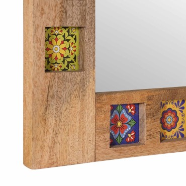 vidaXL Καθρέφτης Μπάνιου Φυσικό 50x70x3cm Στερεό ξύλο μάνγκο