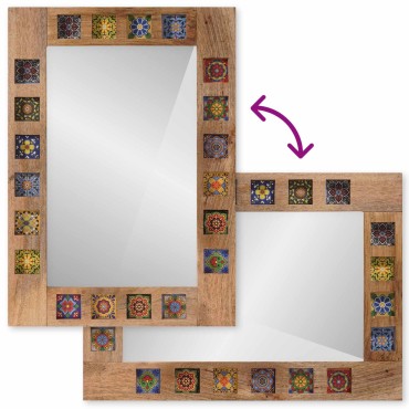 vidaXL Καθρέφτης Μπάνιου Φυσικό 50x70x3cm Στερεό ξύλο μάνγκο