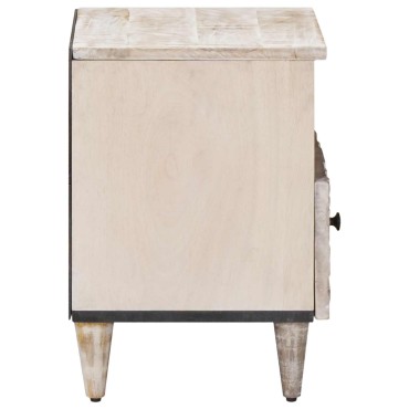 vidaXL Κρεβατοκάμαρα 2 τεμ. Λευκό 40x33x46cm Στερεό ξύλο μάνγκο