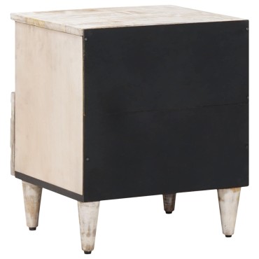 vidaXL Κρεβατοκάμαρα 2 τεμ. Λευκό 40x33x46cm Στερεό ξύλο μάνγκο