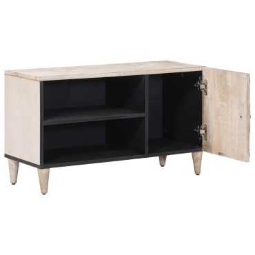 vidaXL Ντουλάπι TV με ράφι Λευκό 80x31,5x46cm Στερεό ξύλο μάνγκο 1 τεμ.