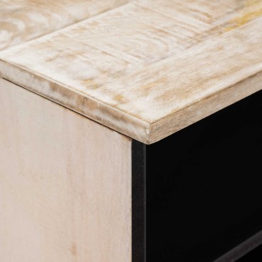 vidaXL Ντουλάπι TV Λευκό 100x33,5x46cm Στερεό ξύλο μάνγκο 1 τεμ.