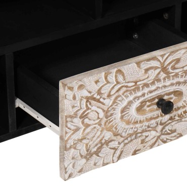 vidaXL Ντουλάπι TV Λευκό 100x33,5x46cm Στερεό ξύλο μάνγκο 1 τεμ.