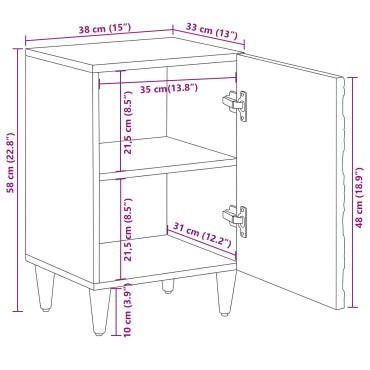 vidaXL Ντουλάπι Μπάνιου Λευκό 38x33,5x58cm Στερεό ξύλο μάνγκο