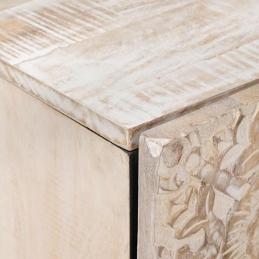 vidaXL Ντουλάπι Μπάνιου Λευκό 38x33,5x58cm Στερεό ξύλο μάνγκο