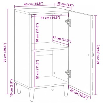 vidaXL Πλαϊνό γραφείο Λευκό 40x33,5x75cm Στερεό ξύλο μάνγκο