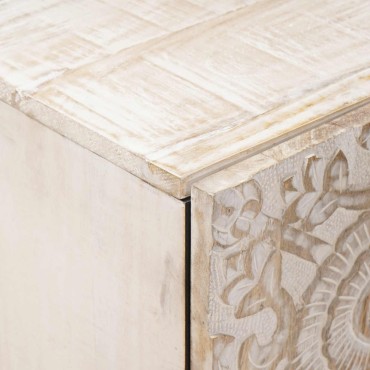 vidaXL Πλαϊνό γραφείο Λευκό 40x33,5x75cm Στερεό ξύλο μάνγκο
