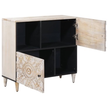 vidaXL Πλαϊνό γραφείο Λευκό 80x33,5x75cm Στερεό ξύλο μάνγκο