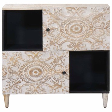 vidaXL Πλαϊνό γραφείο Λευκό 80x33,5x75cm Στερεό ξύλο μάνγκο