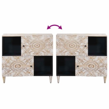 vidaXL Πλαϊνό γραφείο Λευκό 80x33,5x75cm Στερεό ξύλο μάνγκο