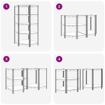 vidaXL Γωνιακό ράφι με ράφι Ασημί 90 x 90 x 198 cm Επεξεργασμένο Ξύλο