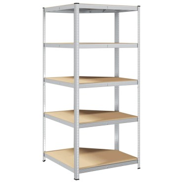 vidaXL Γωνιακό ράφι με ράφι Ασημί 90 x 90 x 198 cm Επεξεργασμένο Ξύλο