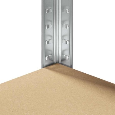 vidaXL Γωνιακό ράφι με ράφι Ασημί 90 x 90 x 198 cm Επεξεργασμένο Ξύλο