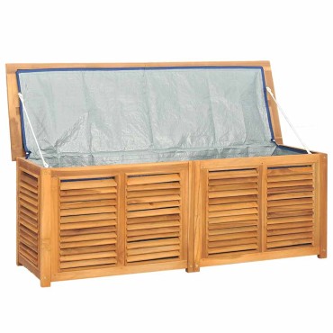 vidaXL Μπαούλο Αποθήκευσης Κήπου με Τσάντα 150x50x55cm Μασίφ Ξύλο Teak 1 τεμ.