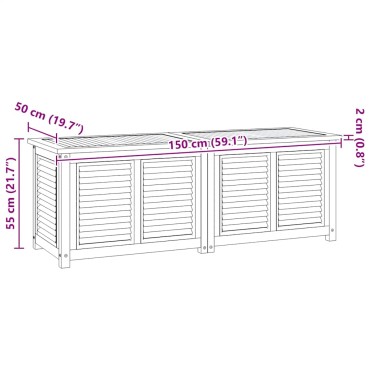 vidaXL Μπαούλο Αποθήκευσης Κήπου με Τσάντα 150x50x55cm Μασίφ Ξύλο Teak 1 τεμ.