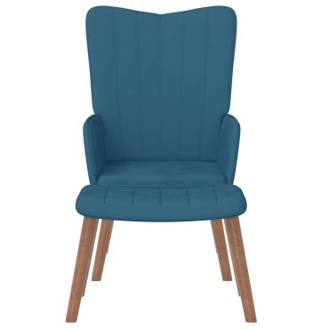 vidaXL Πολυθρόνα Relax Μπλε Βελούδινη με Σκαμπό 61,5x69x95,5cm 1 τεμ.