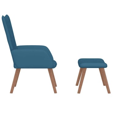 vidaXL Πολυθρόνα Relax Μπλε Βελούδινη με Σκαμπό 61,5x69x95,5cm 1 τεμ.