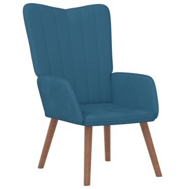 vidaXL Πολυθρόνα Relax Μπλε Βελούδινη με Σκαμπό 61,5x69x95,5cm 1 τεμ.