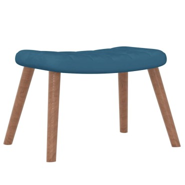 vidaXL Πολυθρόνα Relax Μπλε Βελούδινη με Σκαμπό 61,5x69x95,5cm 1 τεμ.