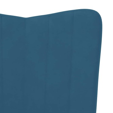 vidaXL Πολυθρόνα Relax Μπλε Βελούδινη με Σκαμπό 61,5x69x95,5cm 1 τεμ.