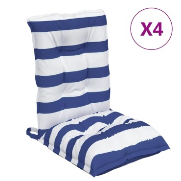 vidaXL Μαξιλάρια Καρέκλας με Πλάτη 4 τεμ. Μπλε&Λευκά Ριγέ Υφ. Oxford 100x50x7cm