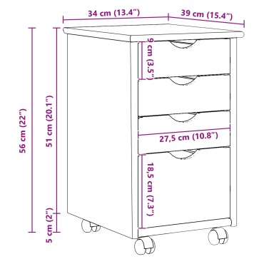 vidaXL Κινητό Ντουλάπι MOSS Μέλι Καφέ 34x39x56cm Στερεό πεύκο