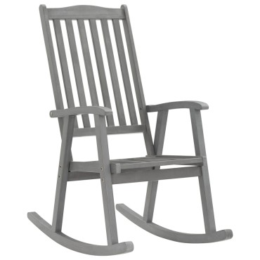 vidaXL Πολυθρόνα Κουνιστή Γκρι από Μασίφ Ξύλο Ακακίας με Μαξιλάρια 57x100x117cm 1 τεμ.