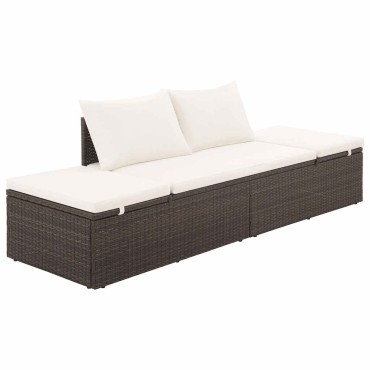 vidaXL Ξαπλώστρα - Κρεβάτι Κήπου Καφέ 195x60cm Συνθετικό Ρατάν