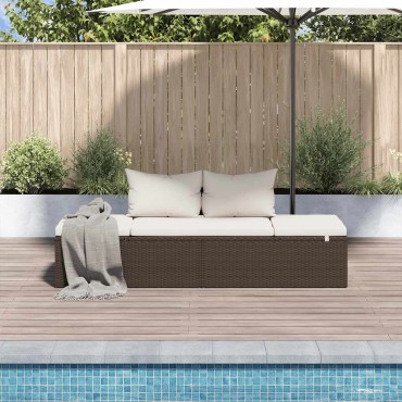 vidaXL Ξαπλώστρα - Κρεβάτι Κήπου Καφέ 195x60cm Συνθετικό Ρατάν