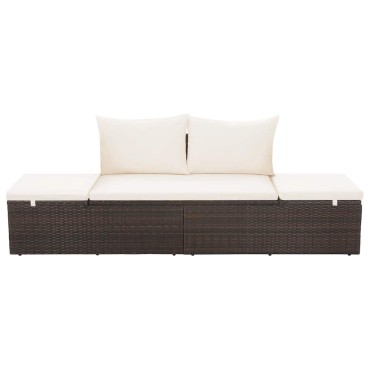 vidaXL Ξαπλώστρα - Κρεβάτι Κήπου Καφέ 195x60cm Συνθετικό Ρατάν