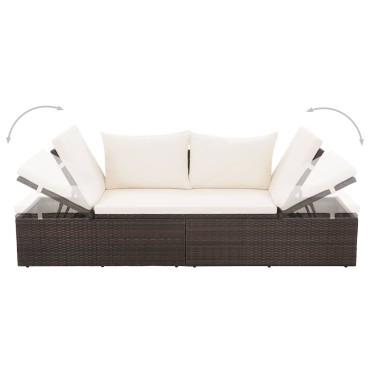 vidaXL Ξαπλώστρα - Κρεβάτι Κήπου Καφέ 195x60cm Συνθετικό Ρατάν