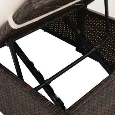 vidaXL Ξαπλώστρα - Κρεβάτι Κήπου Καφέ 195x60cm Συνθετικό Ρατάν