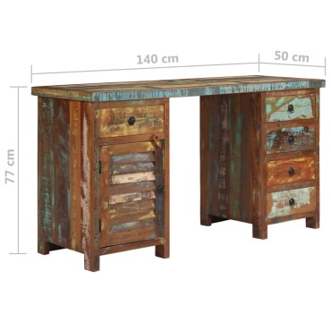 vidaXL Γραφείο Κλασικό 140x50x77cm από Μασίφ Ανακυκλωμένο Ξύλο 1 τεμ.