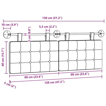 vidaXL Κεφαλάρι κρεβατιού κρεμαστό Ύφασμα 130x55x5cm 1 τεμ.