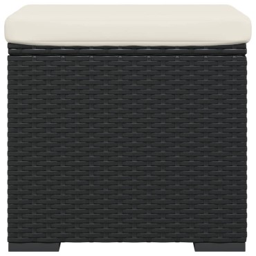 vidaXL Υποπόδια με Μαξιλάρια 2 τεμ. Μαύρα 40x30x40cm από Συνθ. Ρατάν