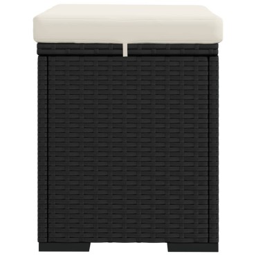 vidaXL Υποπόδια με Μαξιλάρια 2 τεμ. Μαύρα 40x30x40cm από Συνθ. Ρατάν