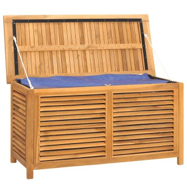 vidaXL Μπαούλο Αποθήκευσης Κήπου με Τσάντα 114x50x58cm Μασίφ Ξύλο Teak 1 τεμ.