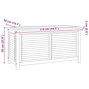 vidaXL Μπαούλο Αποθήκευσης Κήπου με Τσάντα 114x50x58cm Μασίφ Ξύλο Teak 1 τεμ.