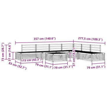 vidaXL 8 τεμ. Σειρά Καναπέ Εξωτερικού Στερεό Ξύλο Ακακίας Φυσικό 79x79x37cm  Γωνιακός