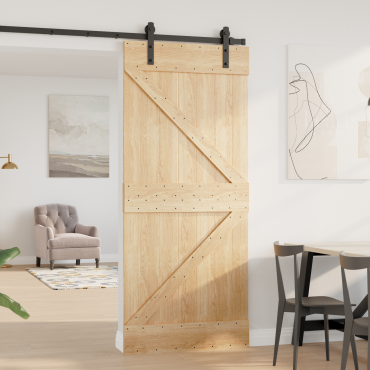 vidaXL Πόρτα NARVIK Φυσικό 90 x 210 cm Συμπαγές Ξύλο Πεύκου