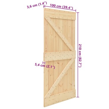 vidaXL Πόρτα NARVIK Φυσικό 100 x 210 cm Συμπαγές Ξύλο Πεύκου