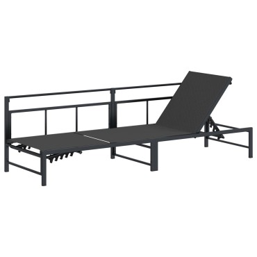vidaXL Ξαπλώστρα Textilene Μαύρο 200x62x59,5cm 1 τεμ.