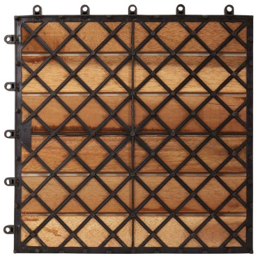 vidaXL Πλάκα Κατασκευής 10 τμχ. Καφέ 30 x 30 cm Ξύλο Ακακίας