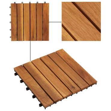 vidaXL Πλάκα Κατασκευής 10 τμχ. Καφέ 30 x 30 cm Ξύλο Ακακίας