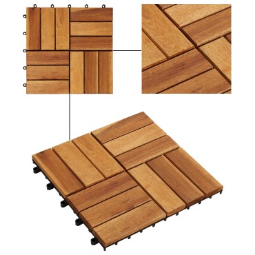 vidaXL Πλάκα Κατασκευής 10 τμχ. Καφέ 30 x 30 cm Ξύλο Ακακίας