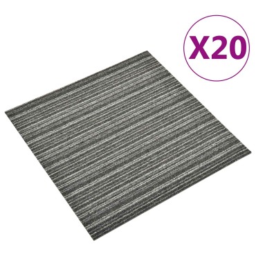 vidaXL Χαλί 20 τμχ. Ριγέ ανθρακί 50x50cm 100% Πολυπροπυλένιο