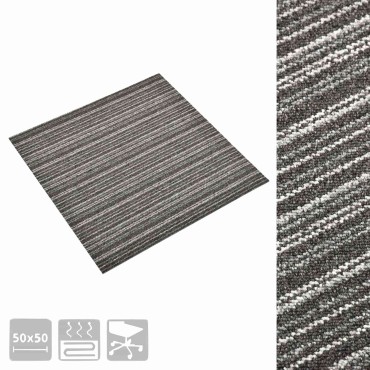 vidaXL Χαλί 20 τμχ. Ριγέ ανθρακί 50x50cm 100% Πολυπροπυλένιο