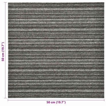 vidaXL Χαλί 20 τμχ. Ριγέ ανθρακί 50x50cm 100% Πολυπροπυλένιο