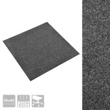 vidaXL Χαλί 20 τμχ. Ανθρακί 50x50cm 100% Πολυπροπυλένιο